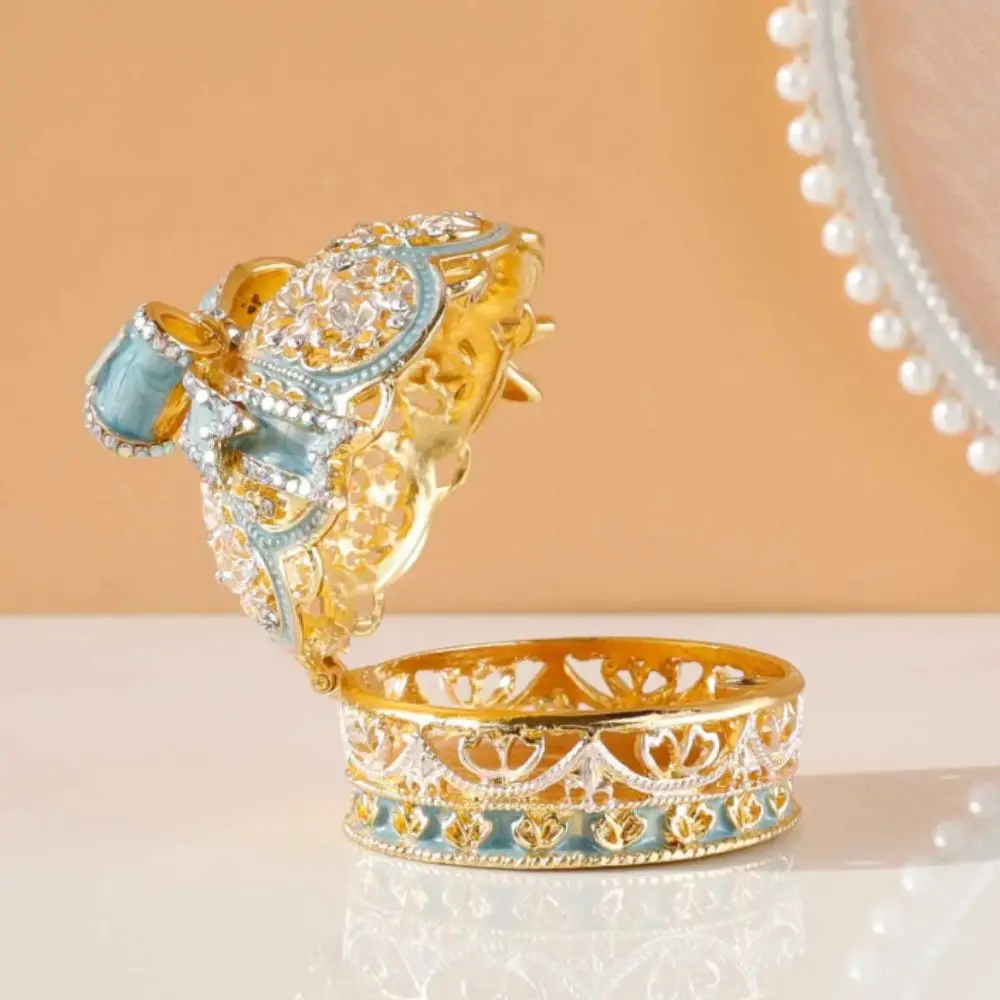 

Light Luxury Crown Jewelry Box Mini Size Desktop Design Enamel Color Crown Enamel Finish European Style Jewelry Storage