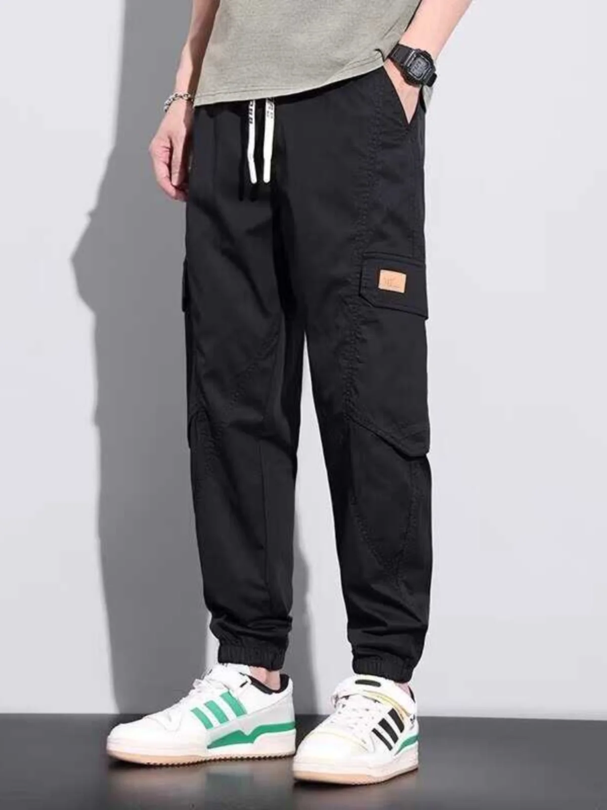 

Мужские повседневные брюки, свободная рабочая одежда, брюки для строителей, износостойкие длинные брюки-карго с эластичной резинкой на талии