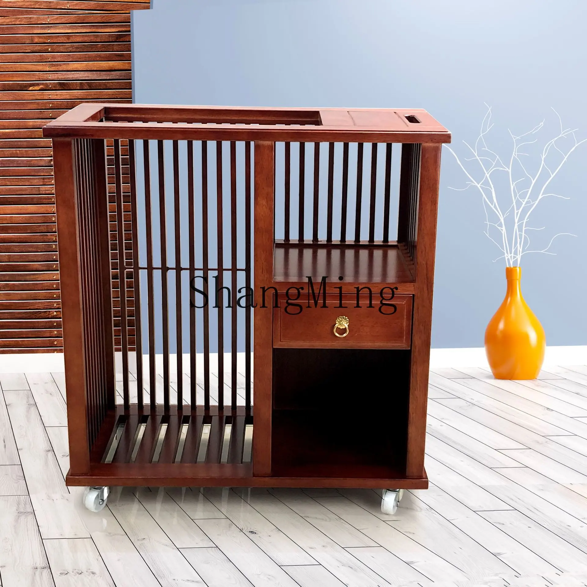 SM mobile solid wood tea cart, simple rosewood tea set automatic Kung Fu tea table