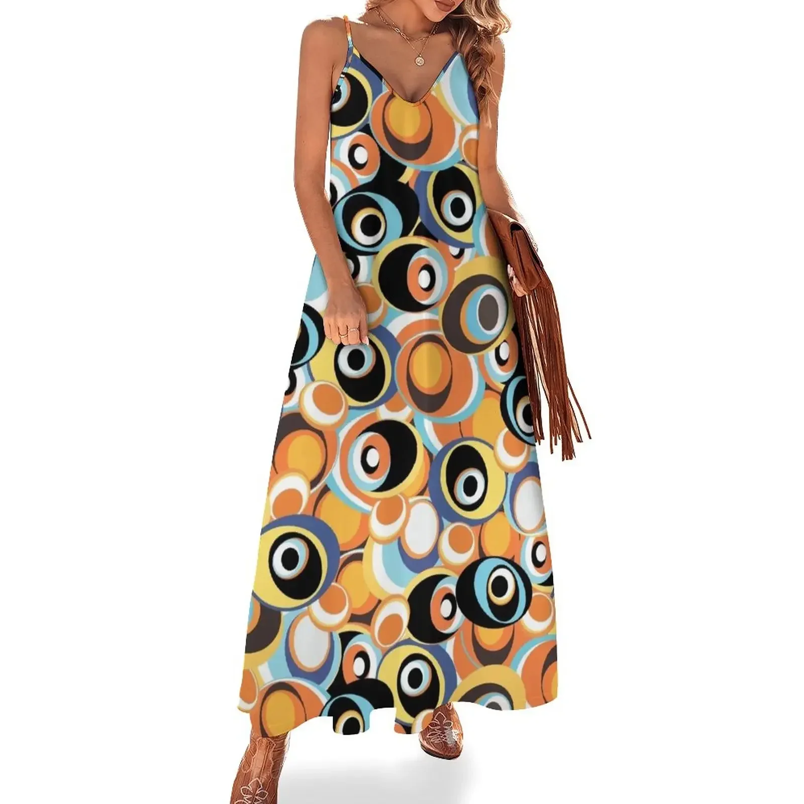 

60s 70s Hippie Bohemian Festival Hippie Flower Power Sleeveless Dress prom clothes Dress