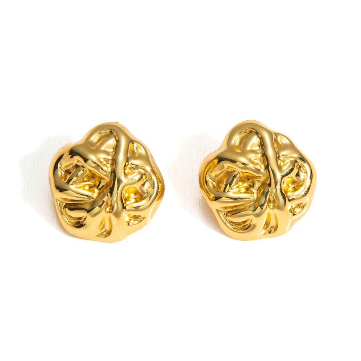 Vintage Edelstahl Unregelmäßige Zerknitterte Ohrstecker Für Frauen Männer Minimalistischen Metall Geometrische Chunky Ohrring Punk Schmuck