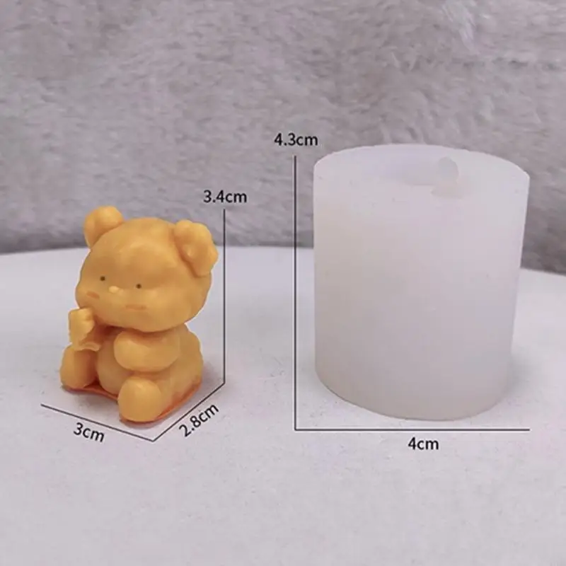 97QD Bear Cake Moulds Making Trays Silicones Texture Making Candy and Soap