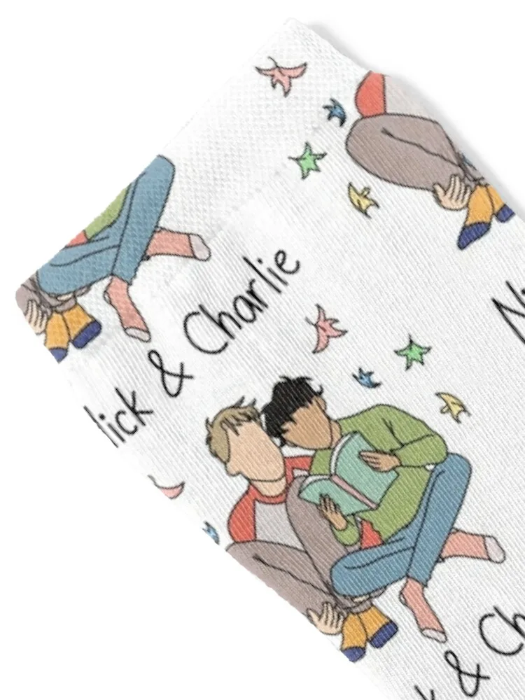 Heartstopper نيك نيلسون وتشارلي الربيع قراءة كتاب الجوارب الاطفال هدية الكريسماس عدم الانزلاق الجري الجوارب للرجل المرأة
