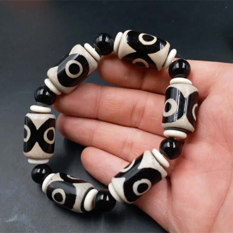 New Natural Jade Three Eyed Tianzhu Bracelet Agate Tianzhu Bracelet Jade Stone Bracelets