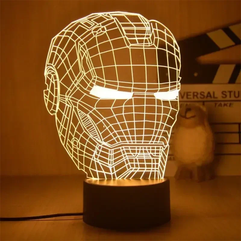 Lampu figur Anime 3D lampu LED figur aksi Ironman Spiderman lampu kamar anak Lampu mainan LED hadiah dekorasi untuk anak-anak