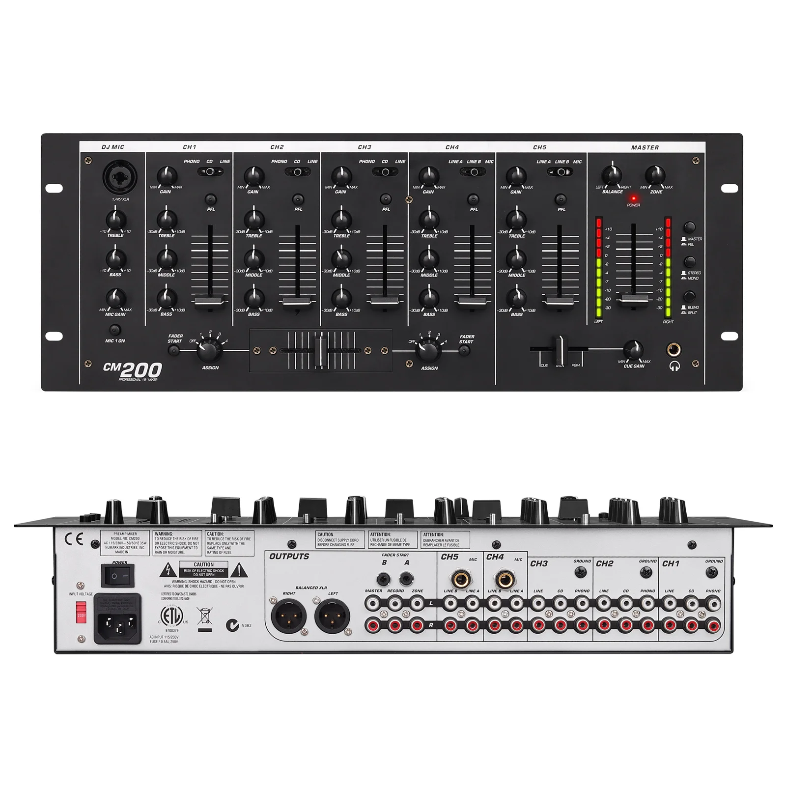 Pro 5 Channel Sound Mixing Console Audio DJ Mixer With Monitor For Studio DJ