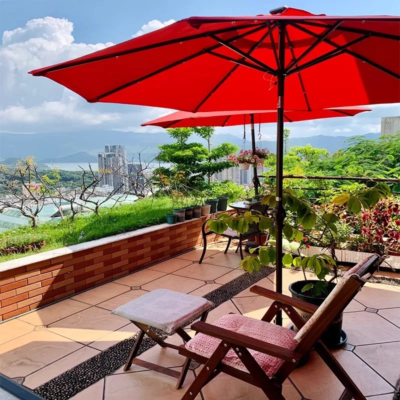 

Hot Selling Modern 9ft Outdoor Leisure Beach Umbrella LED Light Cheap Parasols Umbrellas For Garden Patio Pool Park Restaurant