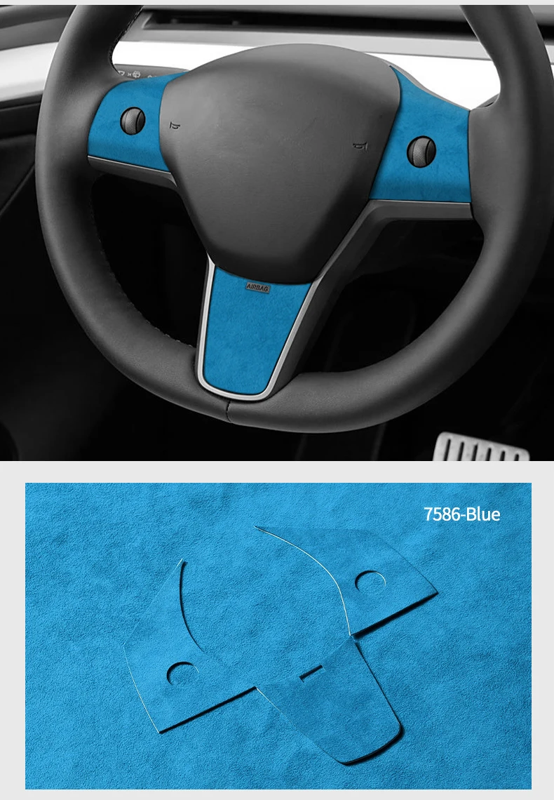 Für Tesla Model 3(2019-2022)/Model Y(2019-) Lenkradverkleidung, Rahmenaufkleber aus Alcantara, Auto-Innenraum-Tuning-Zubehör – Detail 11