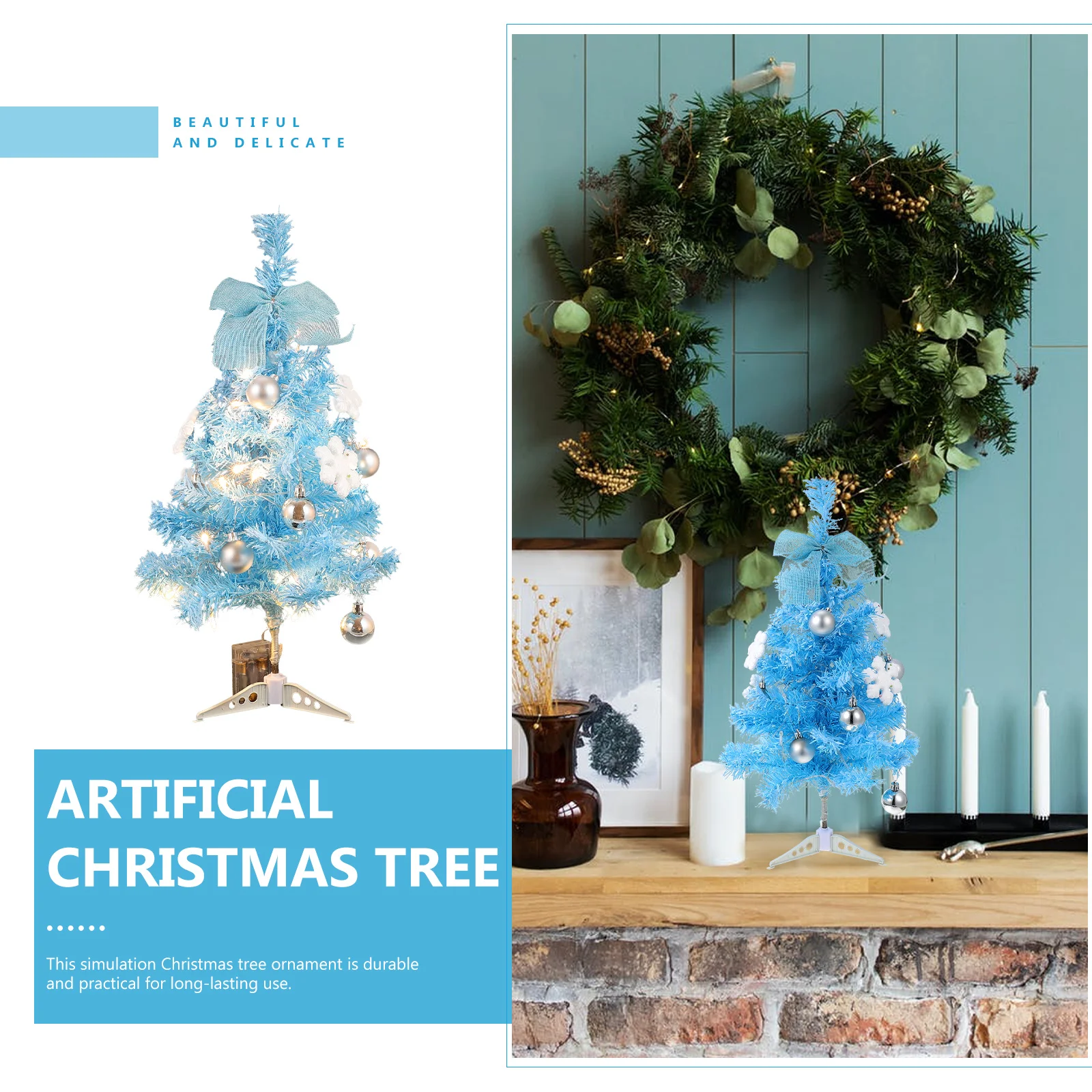 

Decor Mini Christmas Tree Decoration Set Tabletop with Lights Artificial Lighted Chirsmas
