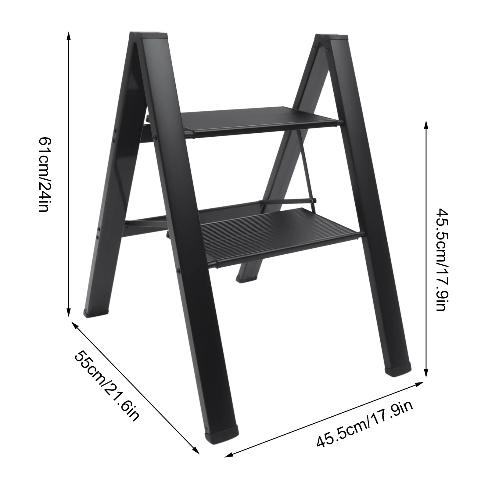 2 Step Ladder Folding Step Ladder Stool Portable Anti-Slip Pedal Platform Stool Aluminum Alloy 330 lbs Load Capacity