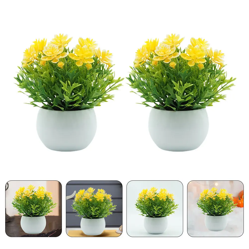 

2pcs Artificial Bonsai Decor Simulation Green Plants Realistic Potted Plant For Home Office Desktop Outdoor Fake Plant Ornaments