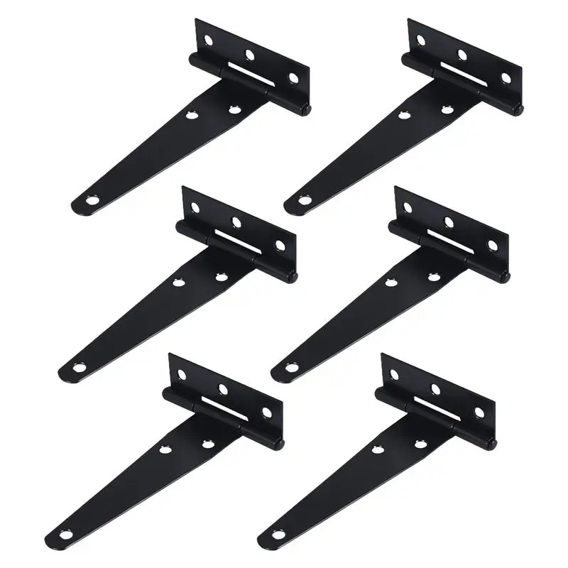 

Retail 6 PCS 4 Inch T-Strap Hinges Rustic Gate Strap Hinge Rustproof Gate Door Black Hinges For Windows, Fence And Barn Gates