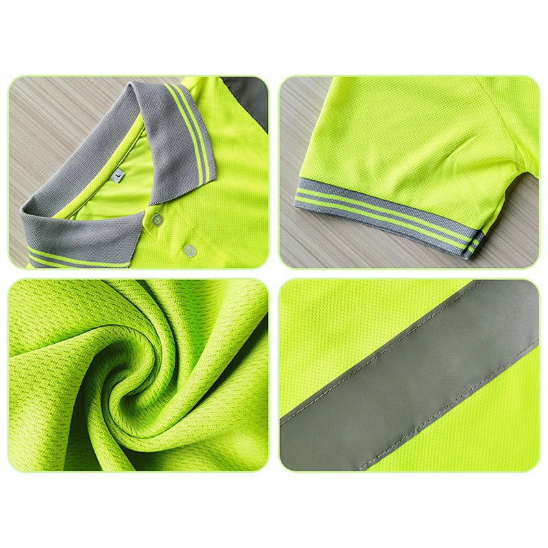 Reflective T-Shirt Safety Vest for Men with Reflection Tapes Work Vest Fluorescent Yellow Workwear Vest 