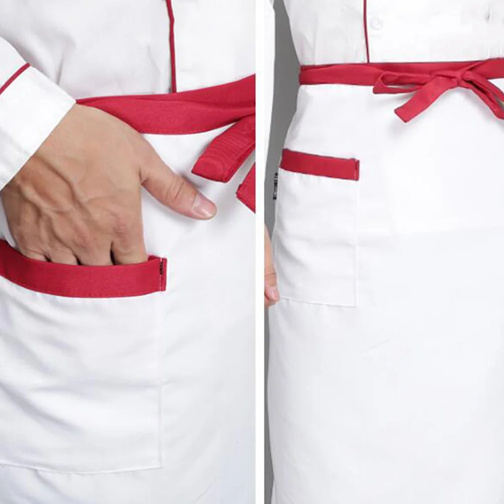 

Chef Apron Unisex Short Waist Cooking Apron With Pocket For Waiter Waitress Kitchen Camping Catering Schools Restaurants