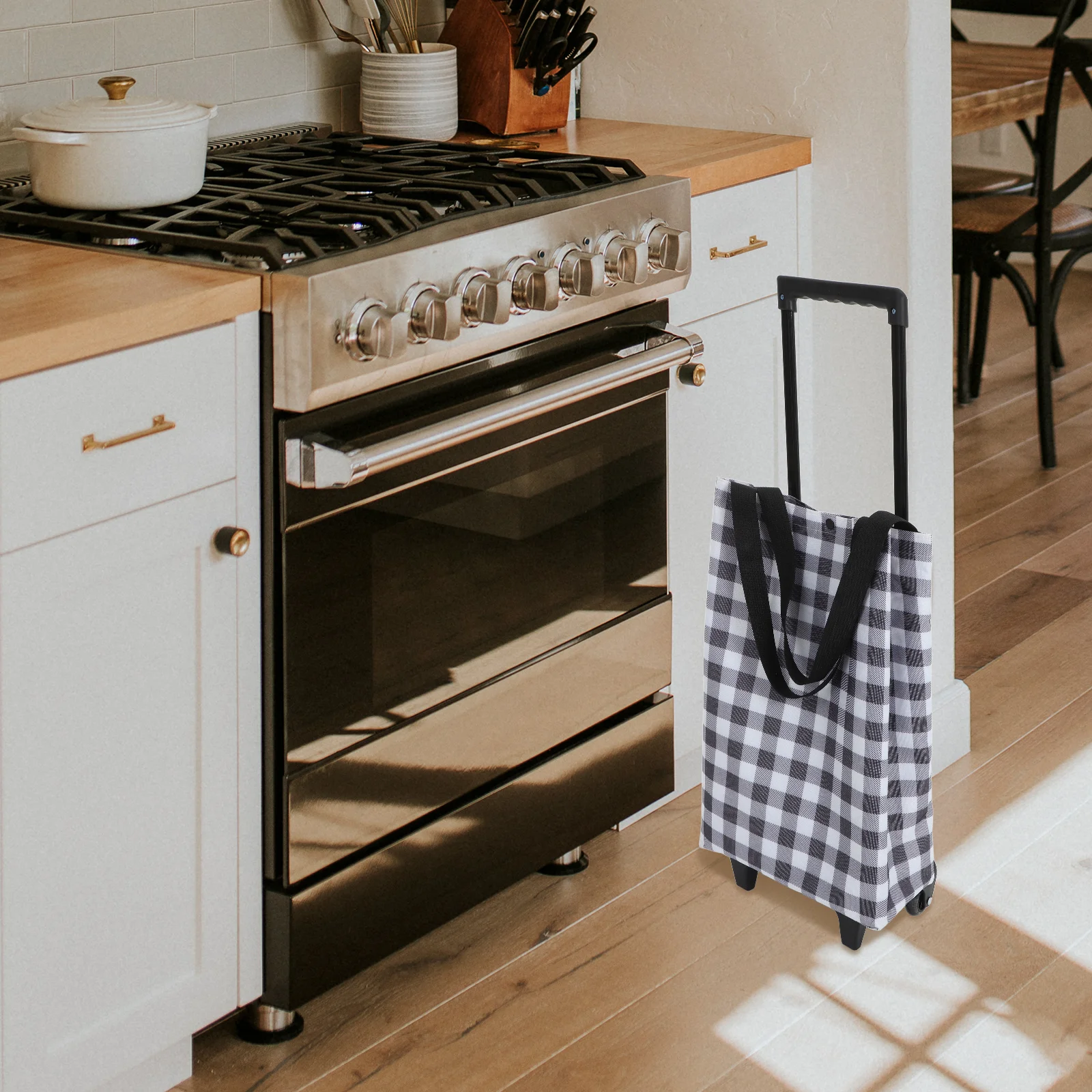 

Reusable Grocery Cart on Wheels Lightweight Collapsible Trolley Bag with Extendable Handle Smooth Rolling for Supermarket Daily