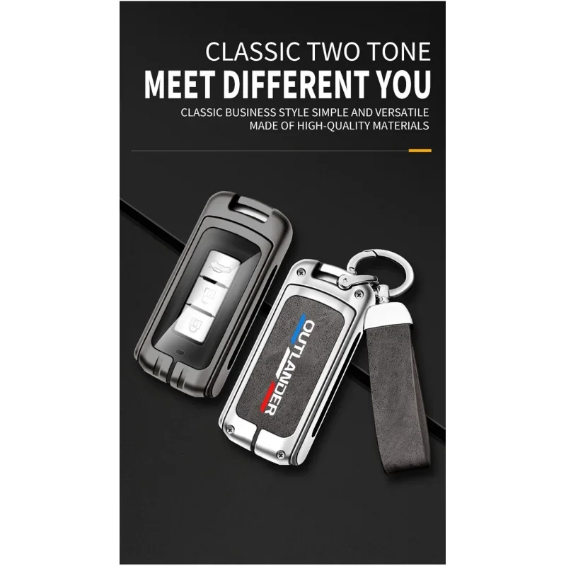 Car TPU Zinc Alloy Key Case Bag For Mitsubishi Outlander L200 Car Key Chain Car Metal Key Shell Interior Decoration Accessories