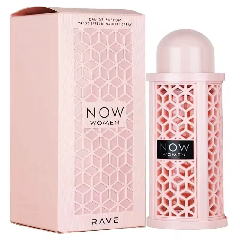 Now Women by RAVE Eau de Parfum 100 ML for women features a sweet, fruity scent with notes of red fruits, marshmallow, jasmine, and vanilla, perfect for those seeking a long-lasting fragrance.