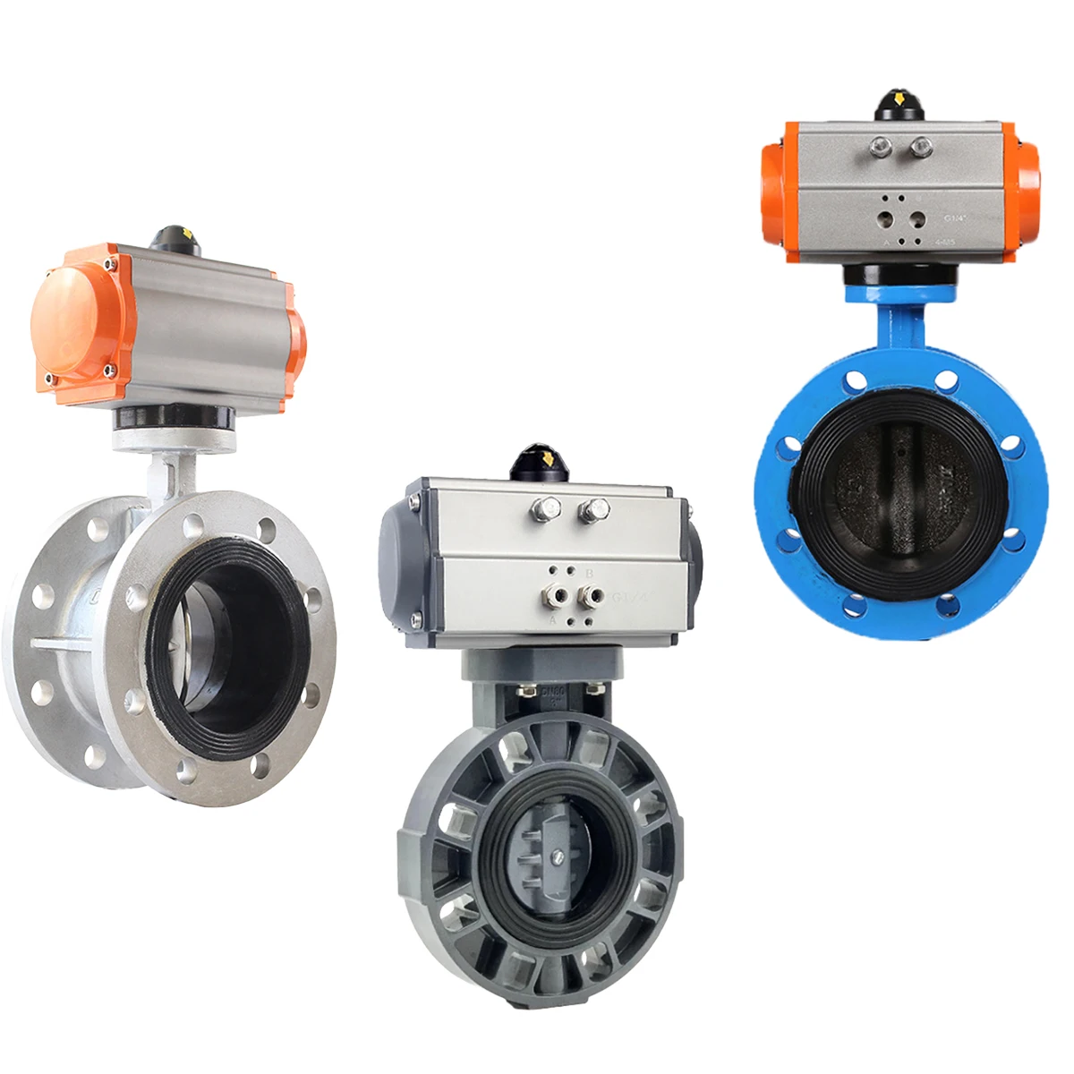 DN100 PN16 4 inch Control actuator double acting EPDM Rubber Seat ss304 Stainless Steel Type Pneumatic flange Butterfly Valve