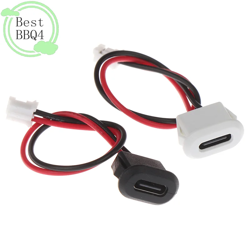 (BBQ4)2pin USB-C Waterproof USB Connector Direct Pressure Female Desk Lamp Oval With Welding Wire Charging Interface