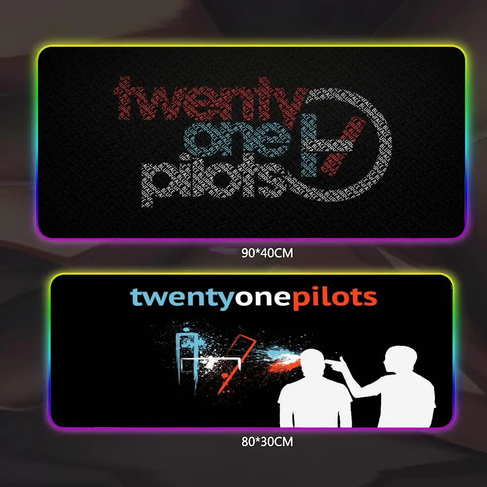 

Коврик для мыши T-Twenty One Pilots, светящийся в темноте, светодиодный коврик для мыши, игровой коврик для стола, RGB-коврик для клавиатуры, коврик для мыши для ПК