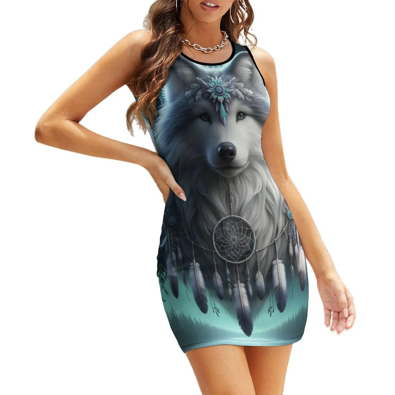 

The Lunar Wolf, Guardian of Dreams Sleeveless Sundress wedding guest dress 2025 summer women's suit party dresses woman