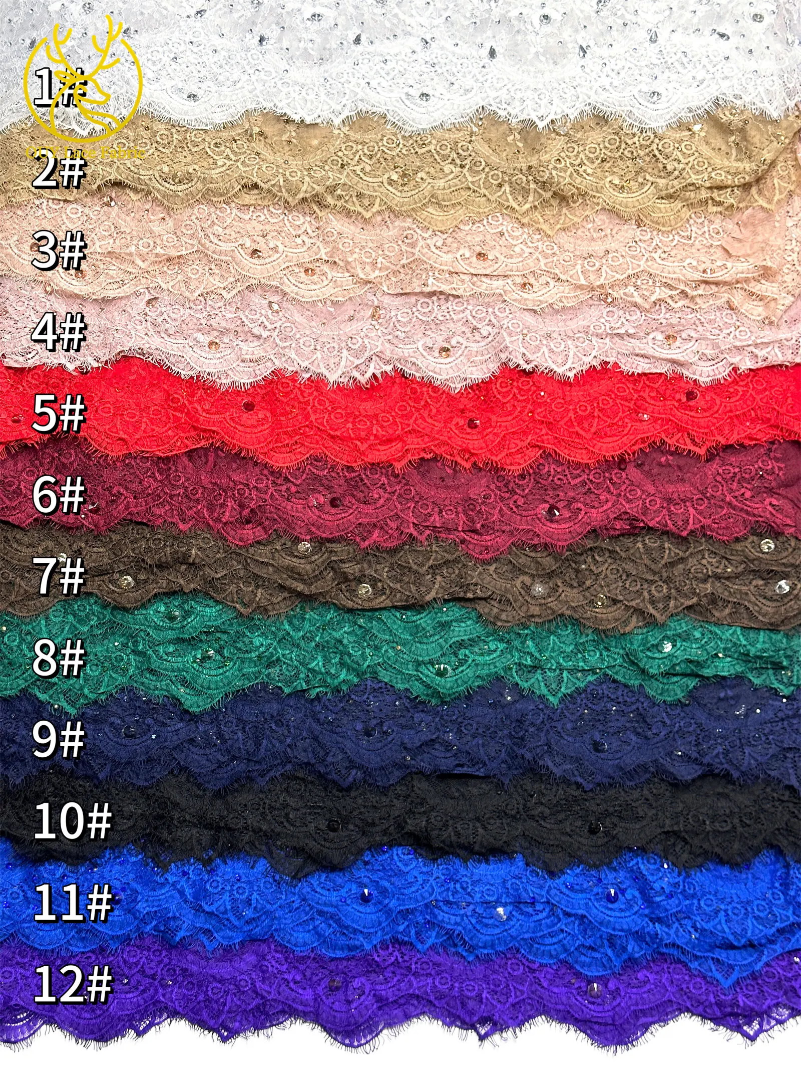 Roter nigerianischer Spitzenstoff, hochwertige afrikanische Milchseide mit Steinen, Guipure-Kordel für Damen-Partykleider, DIY-Nähzubehör, 3 Meter – Detail 35
