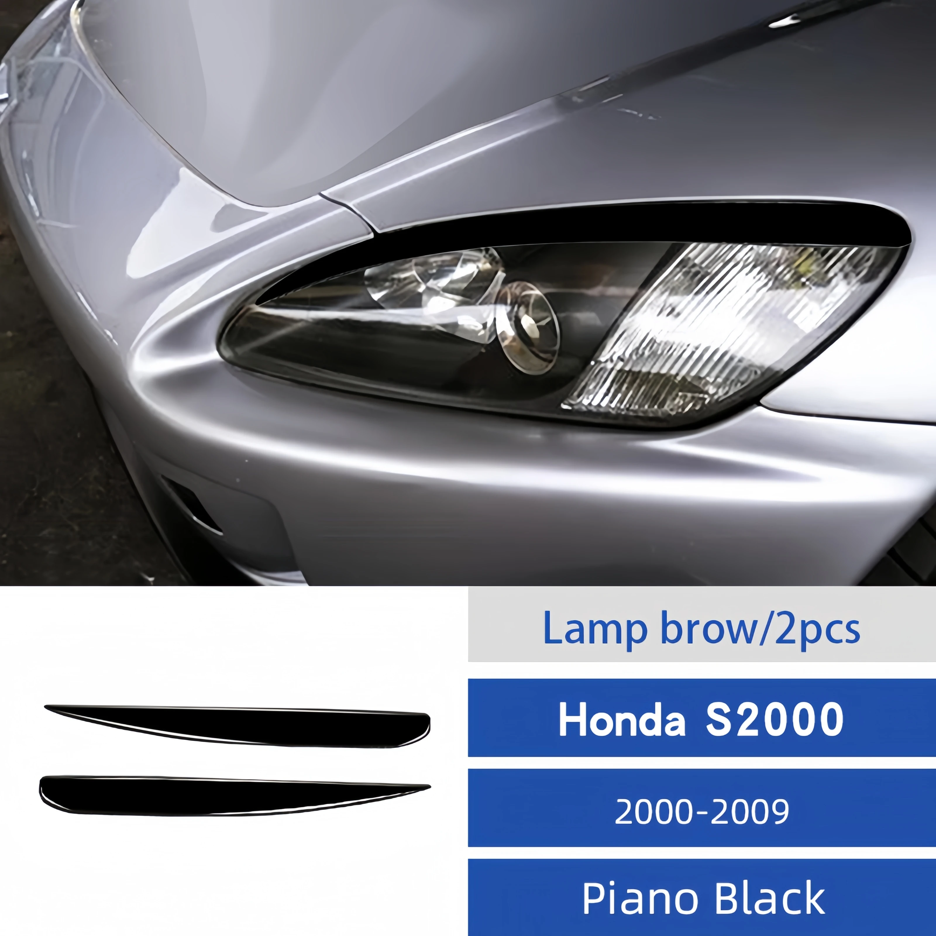 

Для Honda S2000 2000-2009 пианино, черная Автомобильная передняя фара, крышки для бровей, век, КОМПЛЕКТЫ КУЗОВОВ, наклейка, защитная отделка, настройка внешней части