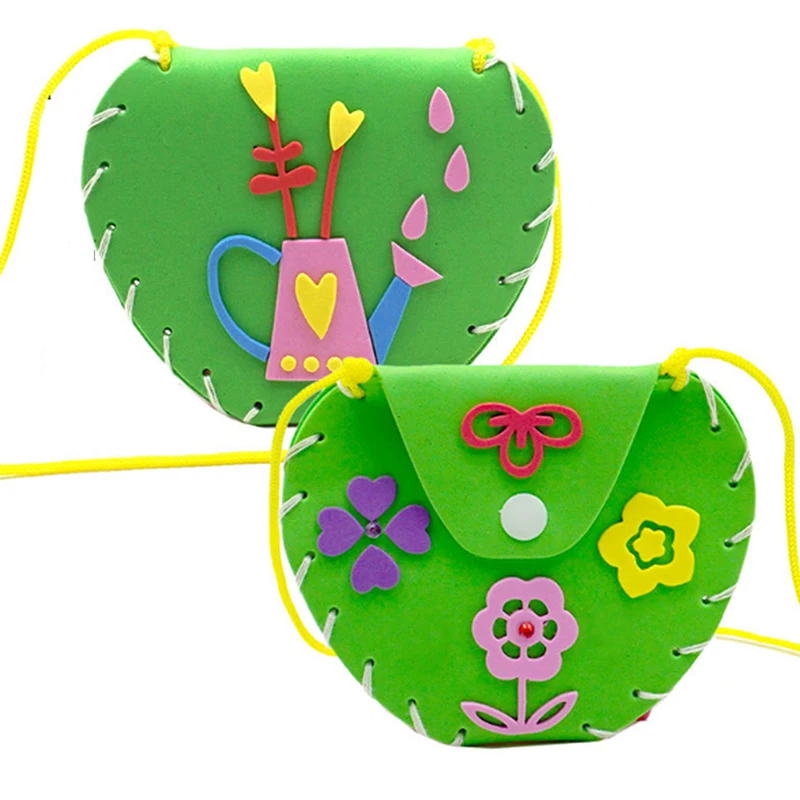 DIY kleine portemonnee voor kinderen, vilten portemonnee, EVA-lijm, creatief naaien, plakken, handwerk, voorschools speelgoed, handgemaakt materiaalpakket