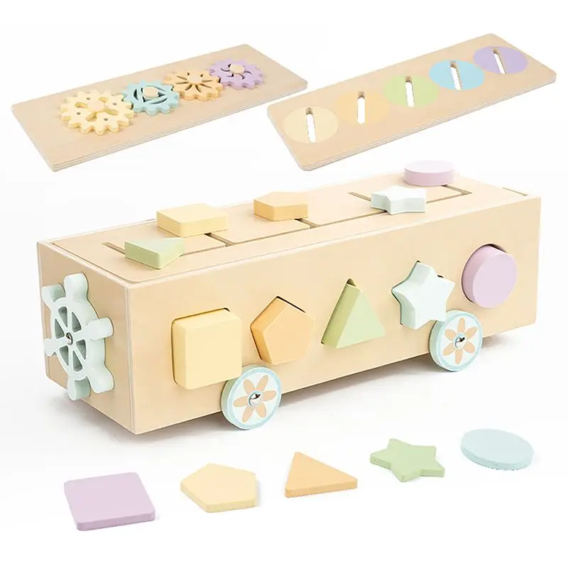 Montessori Toys Color&Shape Sorting Learning Matching Box forToddlers，Wooden Early Learning Toys， Ideal Christmas, Birthday Gift