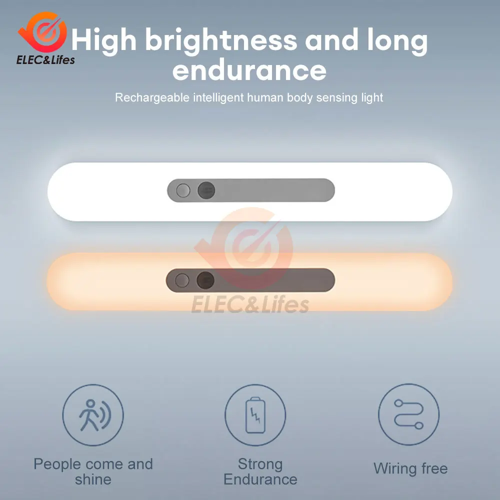 ไฟกลางคืน LED แบบชาร์จไฟได้ไฟเหนี่ยวนําร่างกายมนุษย์ USB Stepless Dimming อ่านป้องกันดวงตาตู้เสื้อผ้าไฟกลางคืนข้างเตียง