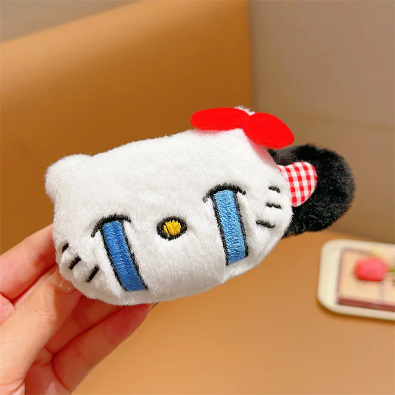Hello Kitty Plush Big Hair Clip Sanrio KT Cat Eoticon Soft Filled Doll Hairpin Hair Barrettes Kawaii Headwear Hair Accessories
