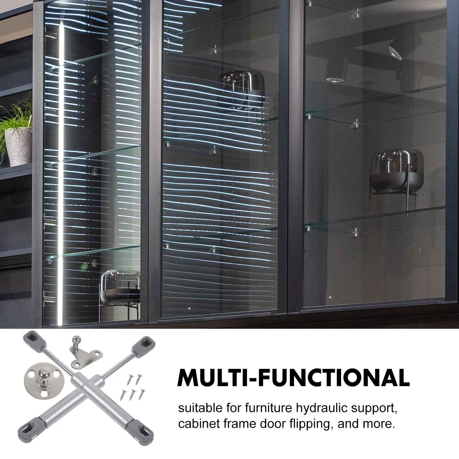 

1 set Hydraulic Gas Struts Stainless Steel Durable Cabinet Hinges Aluminum Frame Door Kitchen Wardrobe Furniture Gas Spring