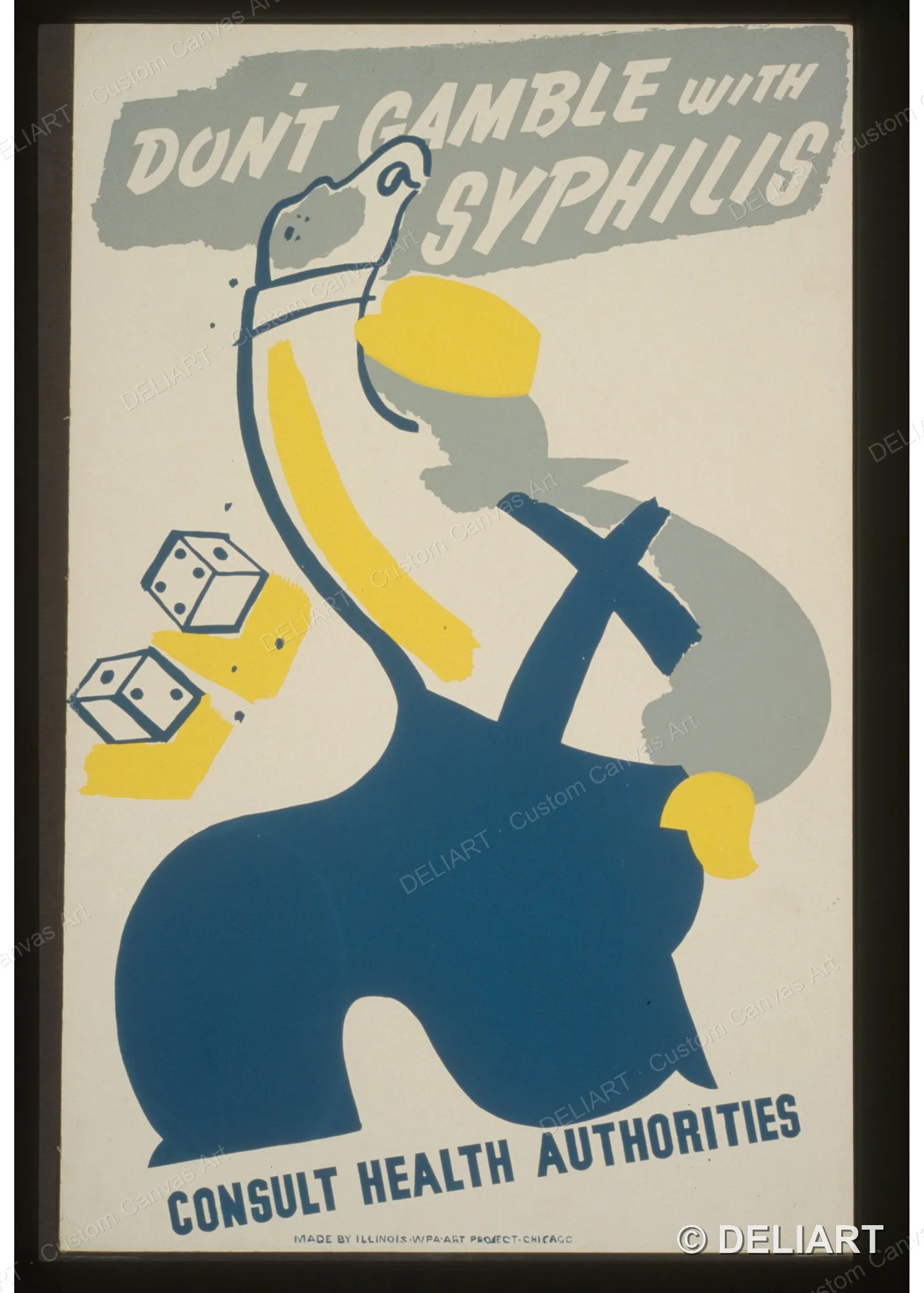Don't gamble with syphilis--Consult health authorities Vintage WPA Public Health Canvas Wall Art Poster Print Unframed