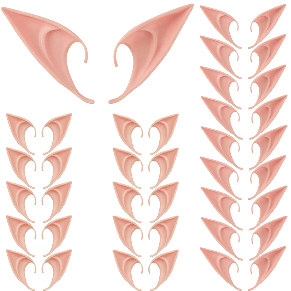 1-20Pairs Halloween Decoration Latex Elf Ears Simulation Vampire Cospaly Anime Fairy Costumes Party Latex Prop Christmas Decor
