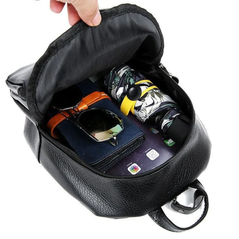 Mini Backpack Fashion Versatile Waterproof Soft Leather Backpack Korean-style Zipper Small Backpack Convertible Shoulder Bag