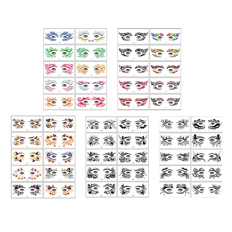 10 Halloween Removable Temporary Eye Tattoo Stickers,Can Be Used Realistic Tattoos,Waterproof And Sweatproof,Halloween Makeup