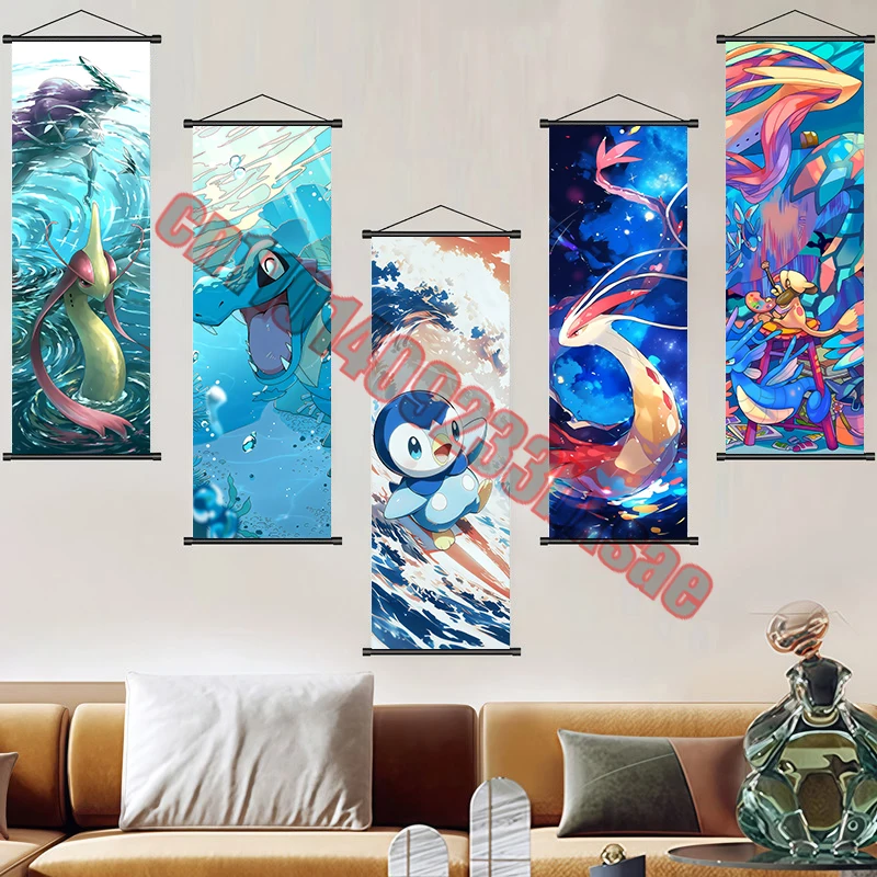 

Классический мультфильм аниме Pokemon Milotic, высокое качество, художественный прокрутка, рисунок, живопись, постер, подходит для украшения стен спальни, подарок