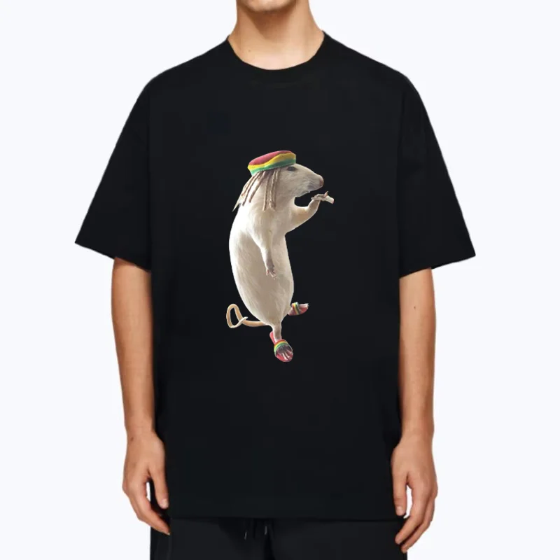 

Bob Marley Smoking Mouse funny Graphics T-Shirt Men's NEW short sleeve Fashion Oversized t-shirt Hip Hop Cotton Unisex T shirts