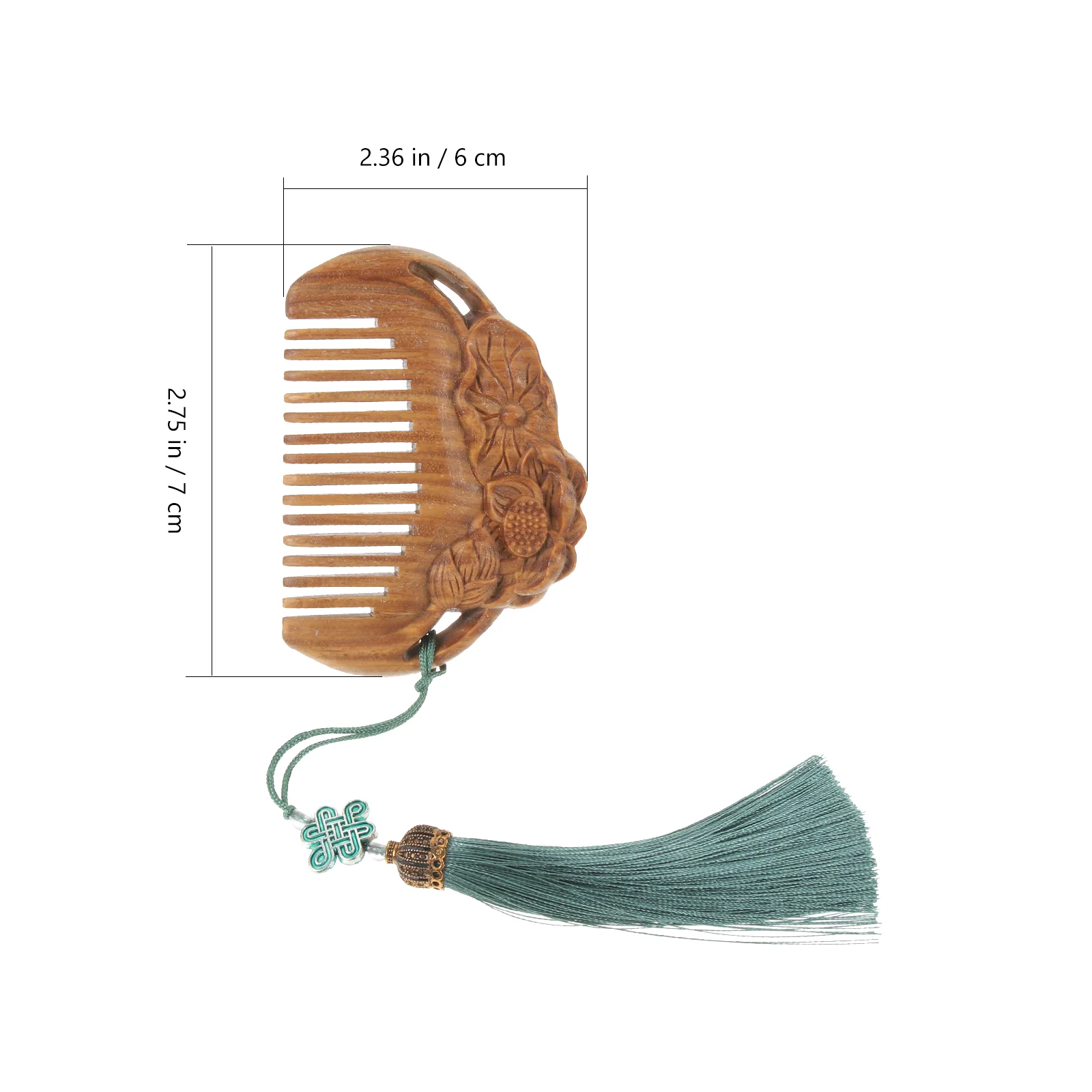 Wooden Comb Outdoor Hair Sandal Carved Scalp Details Green Sandalwood Organizer Relief