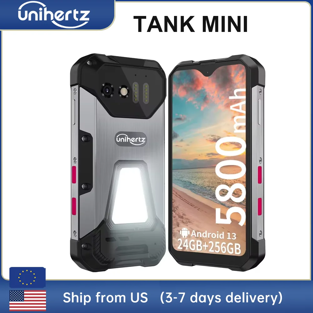 Unihertz 8849 Tank Mini robuuste smartphone 4,3 inch display Android 13 5800 mAh 24 GB 256 GB Helio G99 Octa Core 100 MP camera's IP68