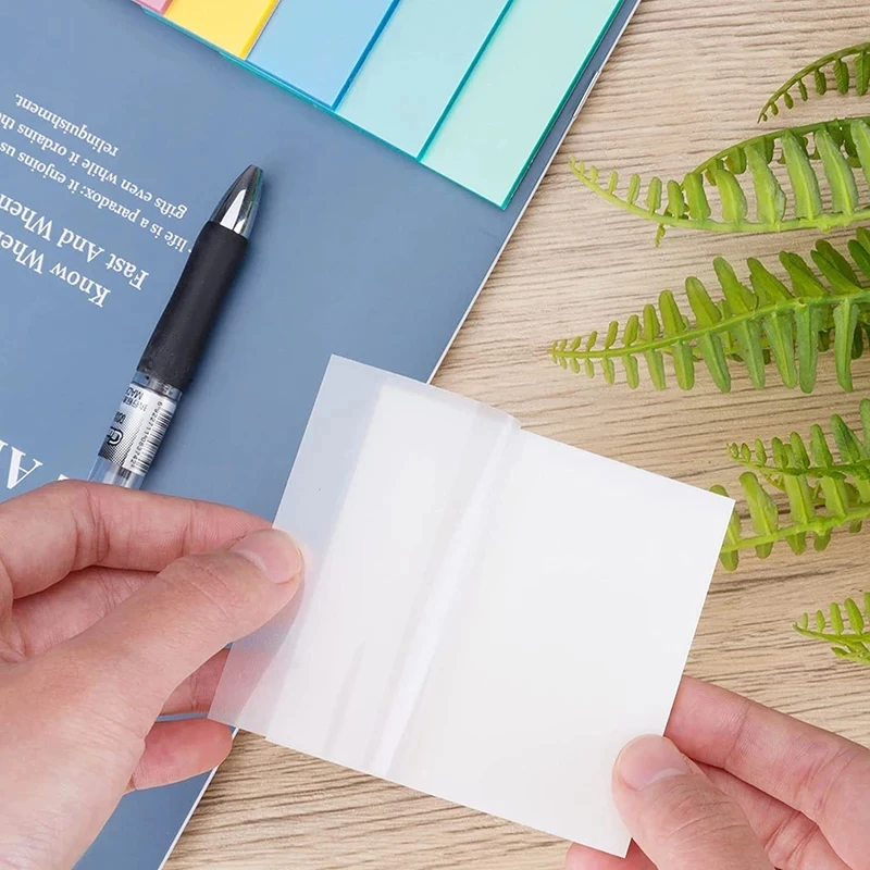 Lot de 50 feuilles de papier à Note Transparent, autocollants de couleur imperméables, liste de tâches quotidiennes, pour fournitures de papeterie de bureau