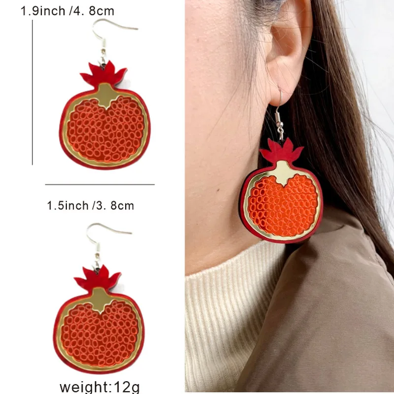 Hot Acrylic Fruit Vegetable Earrings Dragon Fruit Banana Lemon Strawberry Watermelon Pomegranate Cauliflower Pineapple Earrings