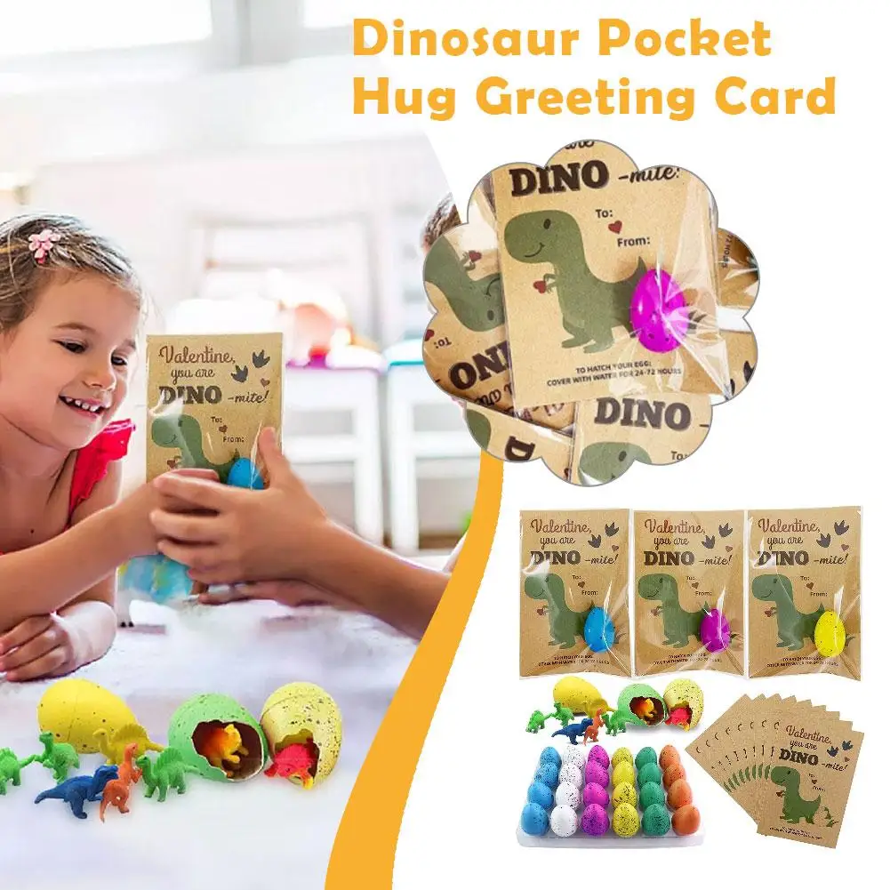 12/24PCS Hatching Dinosaur Eggs Valentines Day Cards For Kids School Classroom Dino Gifts For Boy Girl Valentine Party Favo H2A1