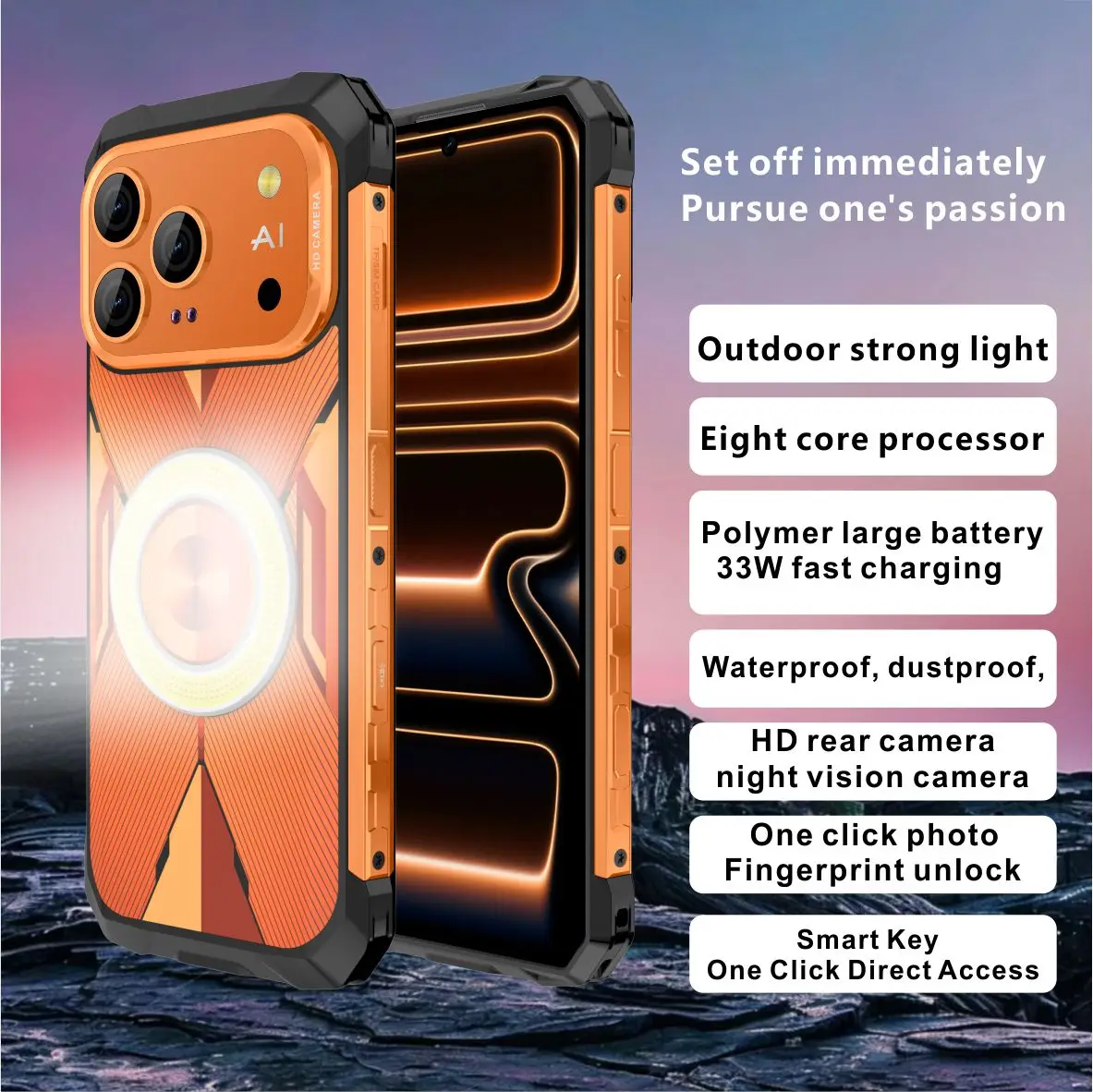 6.79 Inch IPS Punch-hole Screen Phone, 6GB+128GB, Android 14, IP68 Waterproof, 7600mAh 33W Fast Charge Dual Nano SIM , NFC Infra
