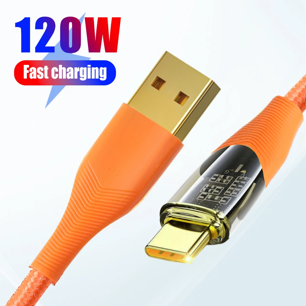 PD120W USB C Type C Cable Nylon Braided Fast Charging Mobile Phone Quick Charger Cord Dual Type C Wire Cord for IPhone 15 Pro