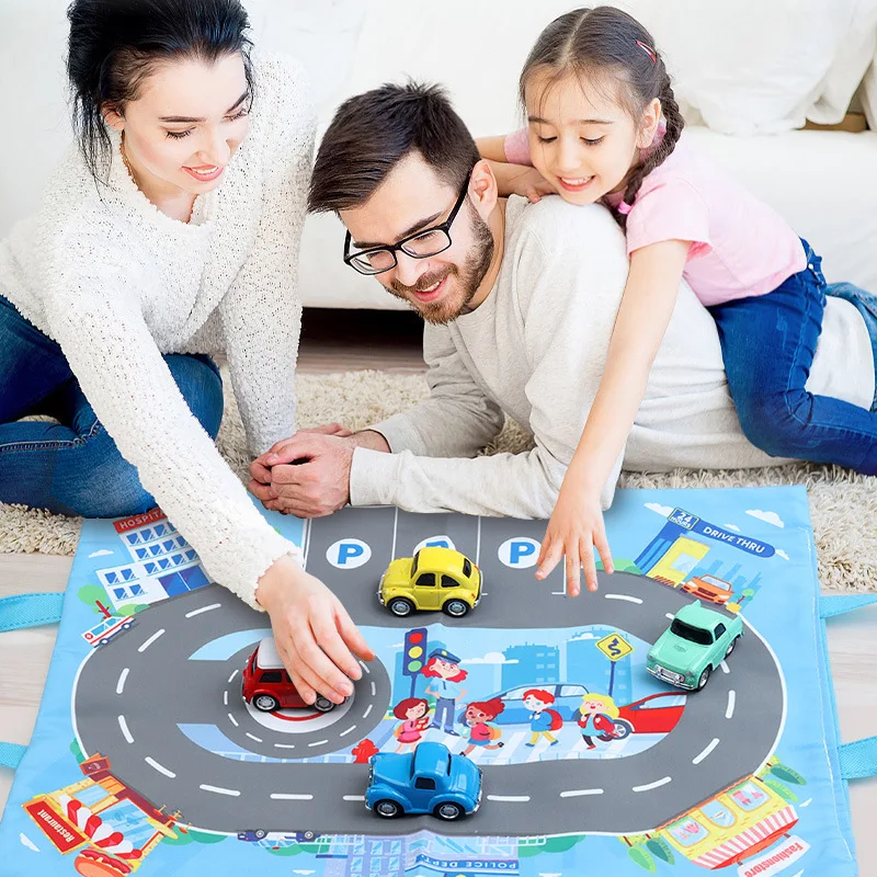 

Children's Toy Parking Scene Floor Mat Can Be Matched with Car Parking Handbag Carry-on Handbag Game Mat