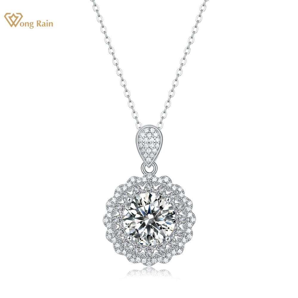 

Wong Rain 925 Sterling Silver VVS1 3EX D Color 11MM 5CT Round Cut Real Moissanite Diamonds Gemstone Pendant Necklace Jewelry GRA