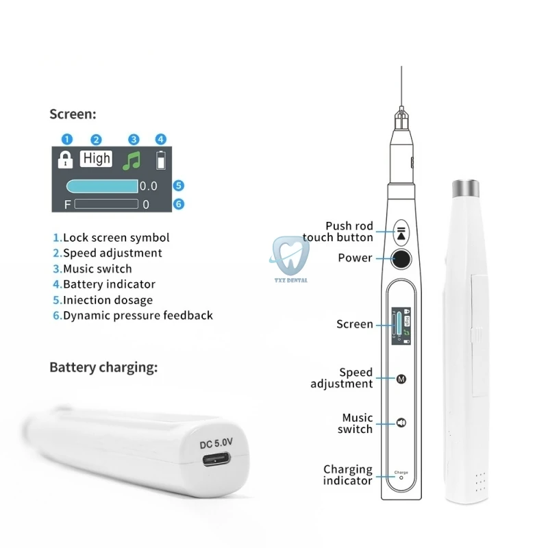 Portable Dental Electric Oral Anesthesia Injector Painless Local Anesthesia Injection LCD Display Clinic Dentistry Instrument