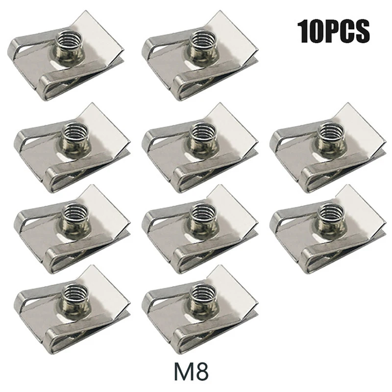 10pcs U Type Clips Stainless Steel with Thread M6 M5 M4 M8 8/6/5/4 mm Reed Nuts for Car Motorcycle Scooter