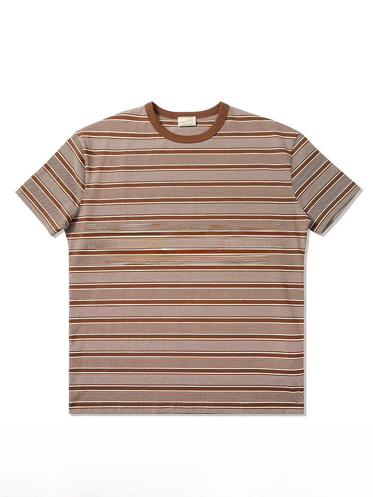 MBBCAR Slim Fit Summer Casual Stripe T-irt Red White ort Sve Breathable Busin Gentleman Sle round Ne Top